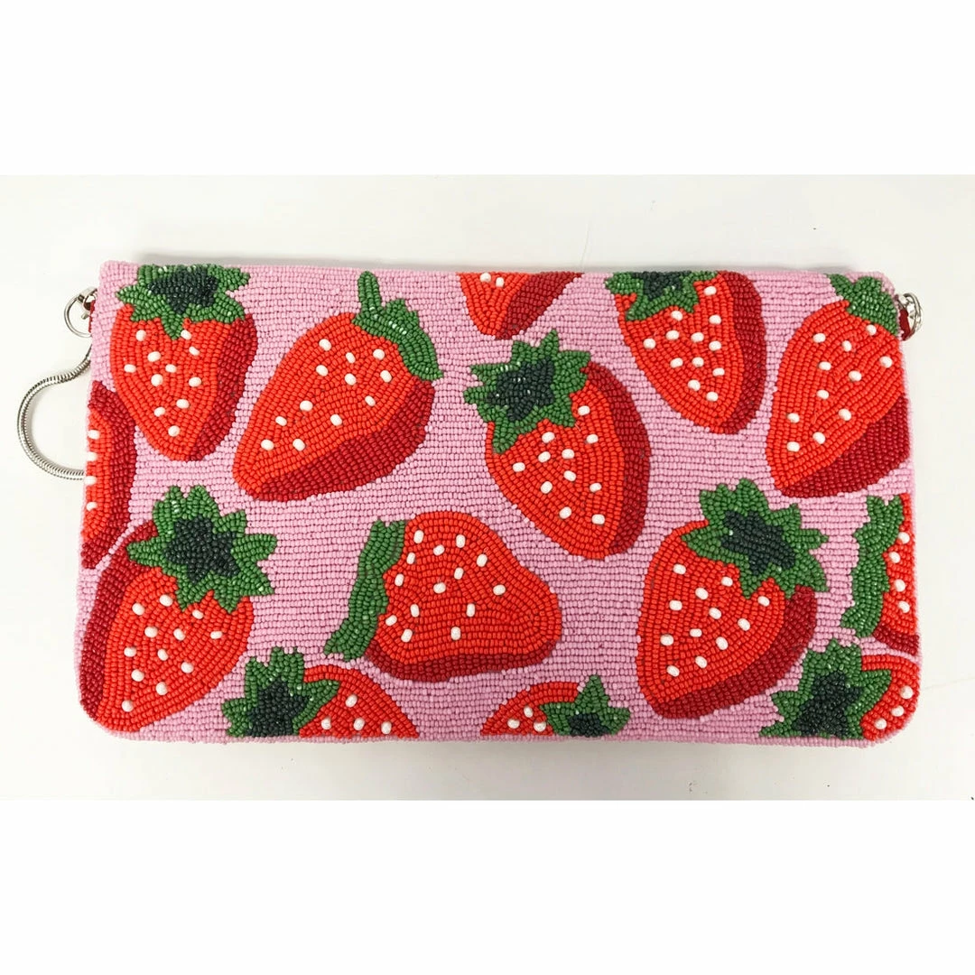 Bags Ricki Designs Bag: Beaded Strawberry Clutch 6 Bags Ricki Designs Bag: Beaded Strawberry Clutch