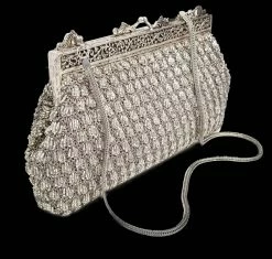 Ricki Designs Bag: Silver Crochet Beaded #ACB975