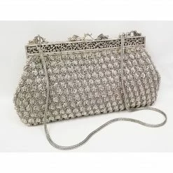 Ricki Designs Bag: Silver Crochet Beaded #ACB975