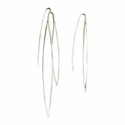S Tector Earrings: Assymmetrical Long Leaf Jewelry