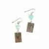 Silver & Sage Earrings: Silver Filled Rectangles With Blue Agate Bead