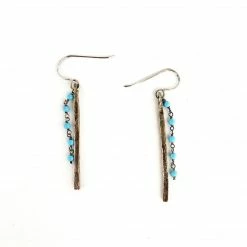 Silver & Sage Earrings: Silver Filled Sticks With Turquoise