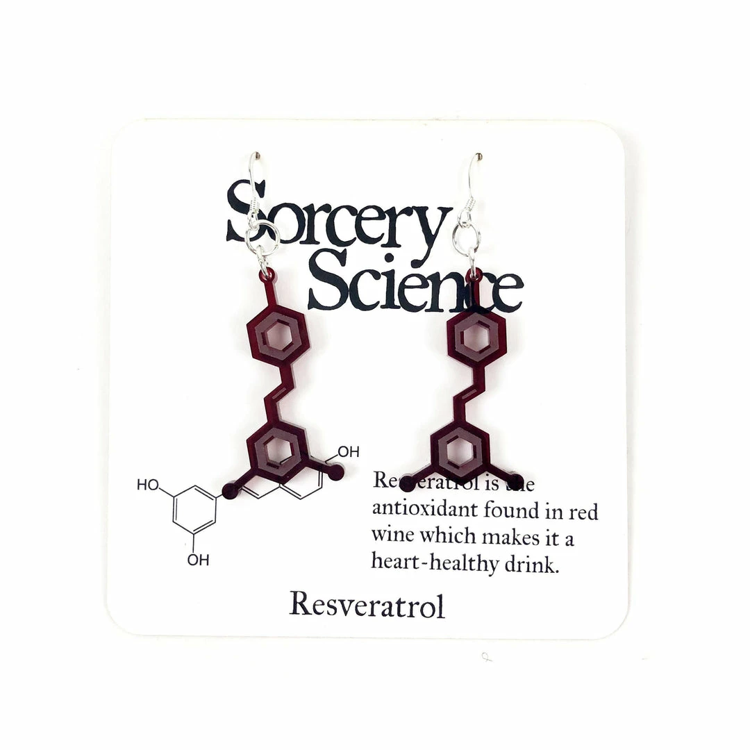 Sorcery Science Earrings: Resveratrol (Red Wine) 3 Sorcery Science Earrings: Resveratrol (Red Wine)