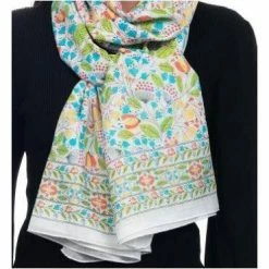 The Winding Road Scarf: Large 100% Cotton Floral Pattern On White Extras