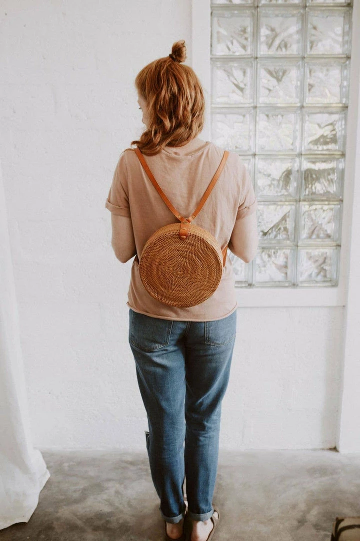 Bags Village Thrive Bag: Round Rattan Backpack 6 Bags Village Thrive Bag: Round Rattan Backpack