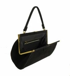ESSE Purse Museum & Store Collections Vintage 1960s Black Suede Handbag