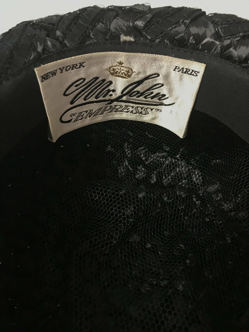 ESSE Purse Museum & Store Vintage Hat: 1960's Black Straw With Ribbon 4 ESSE Purse Museum & Store Vintage Hat: 1960's Black Straw With Ribbon