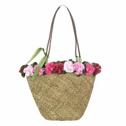 ESSE Purse Museum & Store Vintage/Retro 1990s Floral Straw Basket Bag Collections
