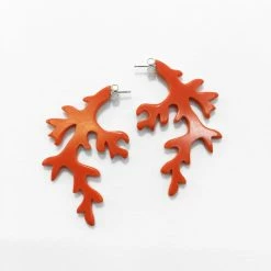 Jewelry Woll Earrings: Coral